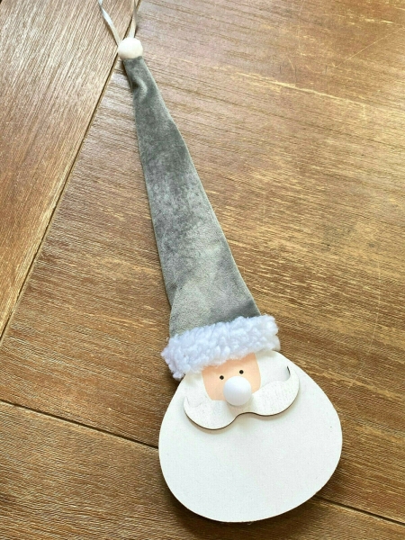 LED Weihnachtsmann mit leuchtender Nase, grau